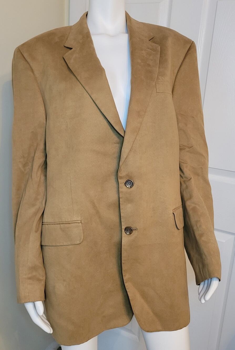 Lauren Ralph Lauren LRL Men’s Moleskin Faux Suede 2-Button Blazer Jacket Tan 44L